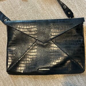 Quay Australia Black Croc-Embossed Clutch
